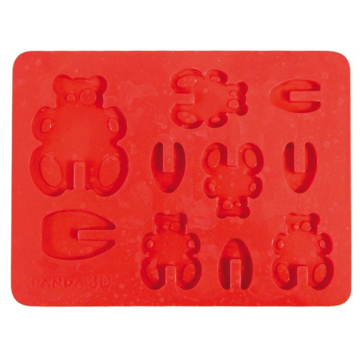 Moule à chocolat enfant 3D - Antiadhésif - Forme ours - 20 x 15 cm - Rouge