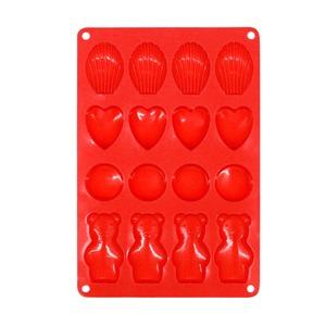 Moule à 16 mignardises (madeleine, chocolats, biscuits…) pour enfant - 20 x 40 cm - Rouge