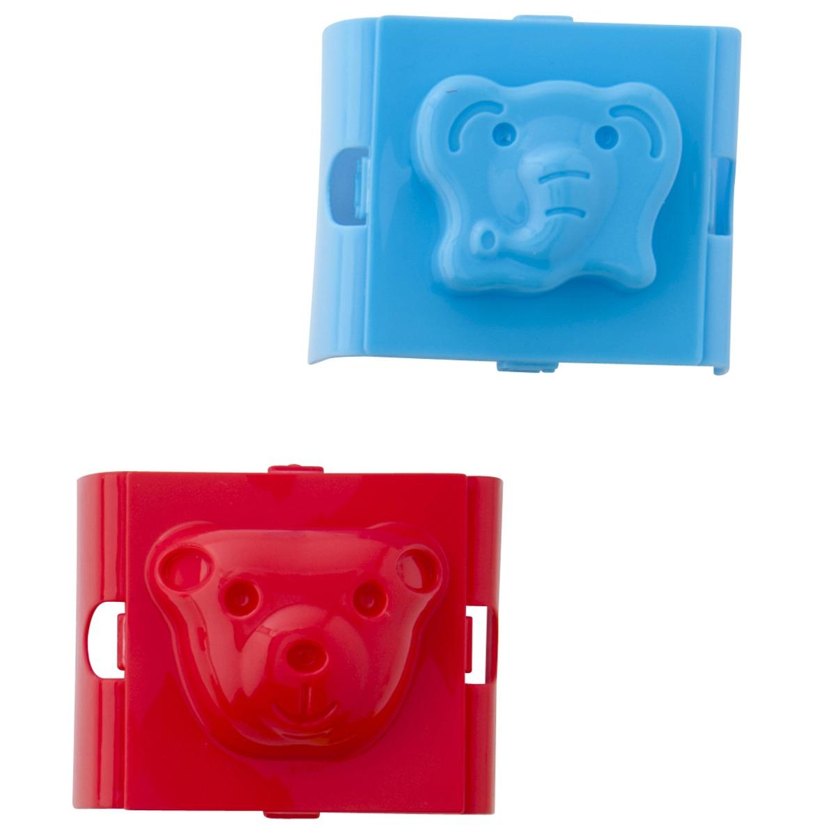 2 moules à œuf - forme ours et éléphant - 15 x 8,2 x 5 cm - Bleu, rouge