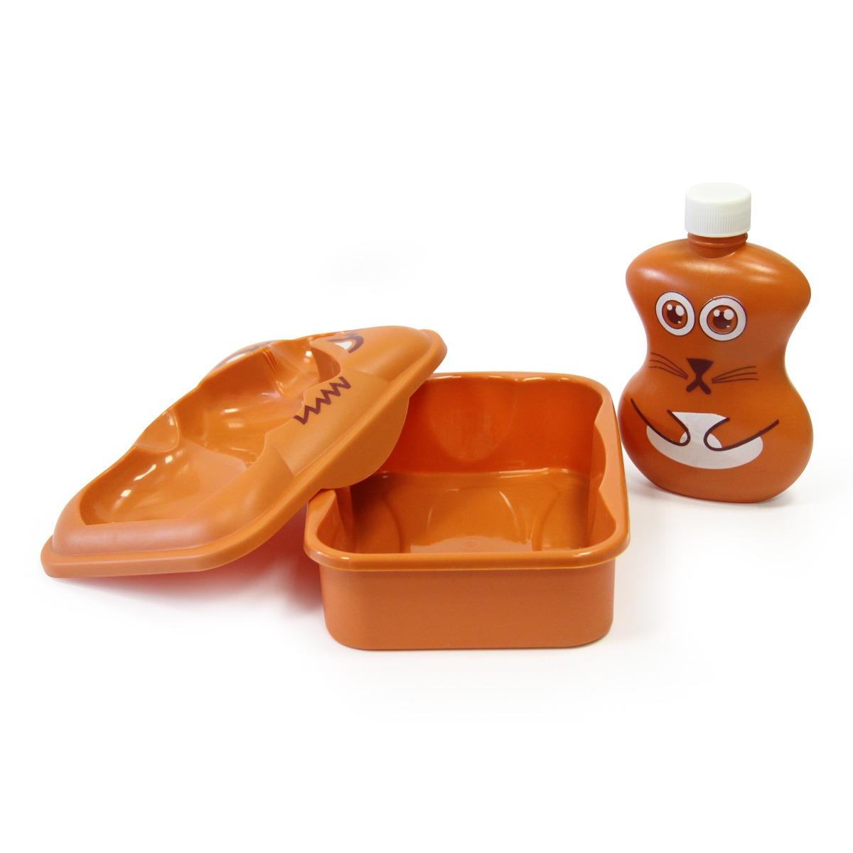 Lunch Box 80 cl + gourde enfant 30 cl - 13 x 7,5 x 17,5 cm - Marron