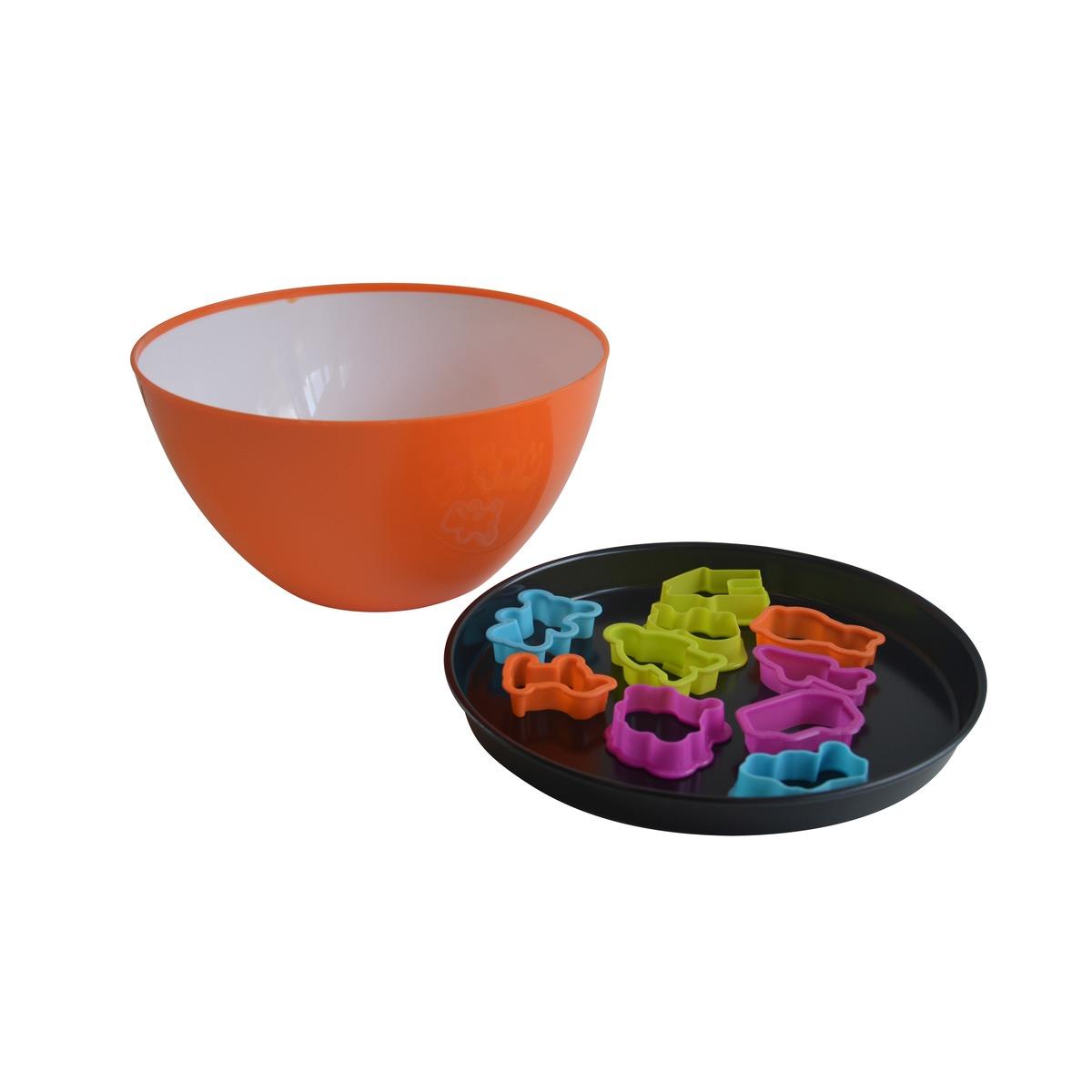 Set à pâtisserie enfant avec bol mélangeur, emporte-pièces et plaque de cuisson - orange