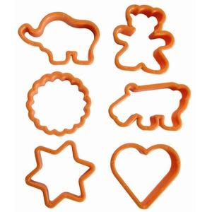 6 emporte-pièces antiadhésifs pour enfants - motifs divers - 5 cm - Orange