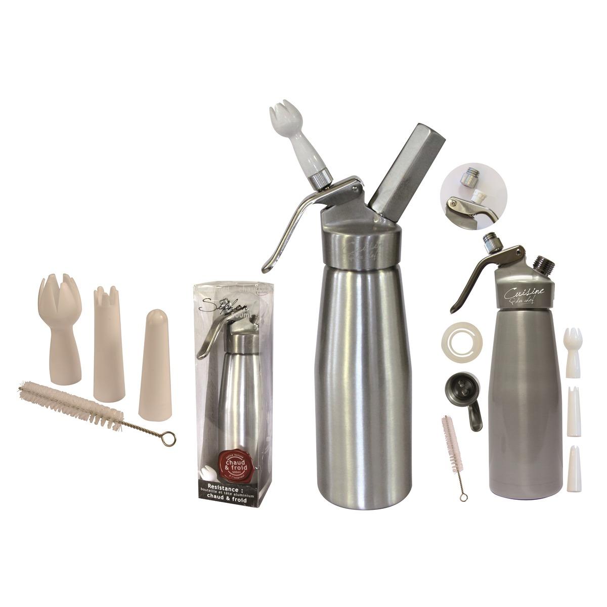 Siphon en aluminium chaud et froid - Contenance 500 ml - Gris