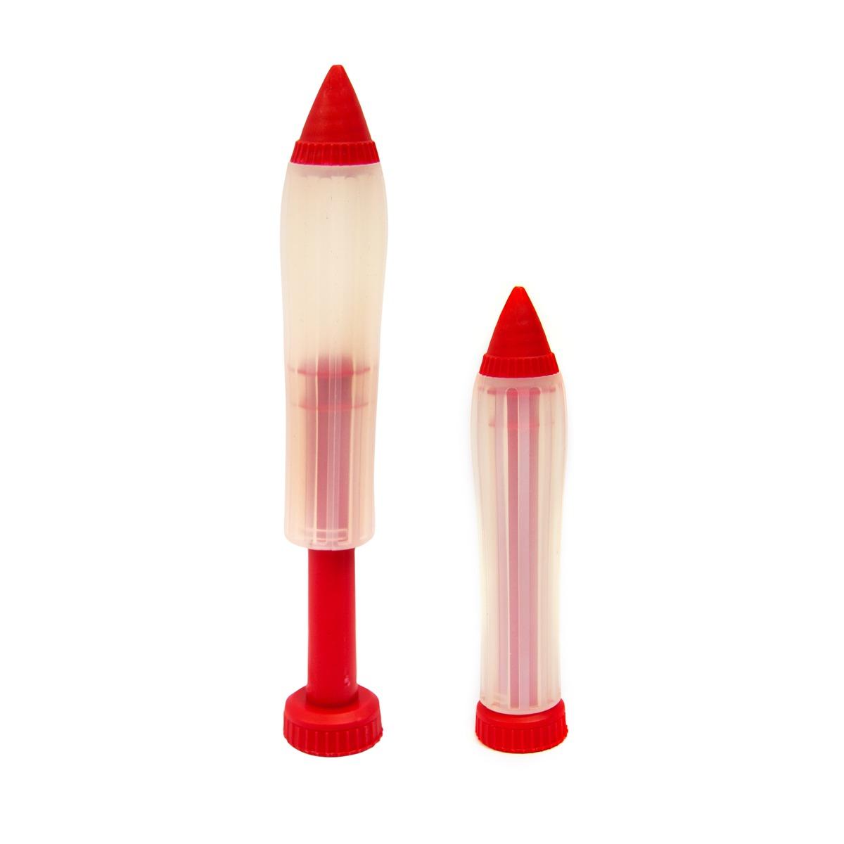 Stylo seringue en silicone pour décoration culinaire - 13,5 x 3 cm - Rouge