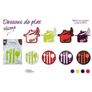 Dessous de plat en silicone motif couverts - Diamètre 19,5 cm