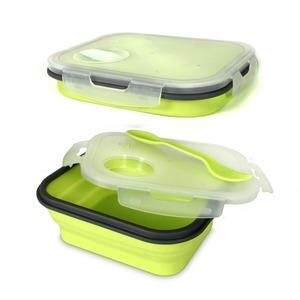 Lunch box rétractable avec couverts intégrés 80 cl - 19 x 16 cm - Vert