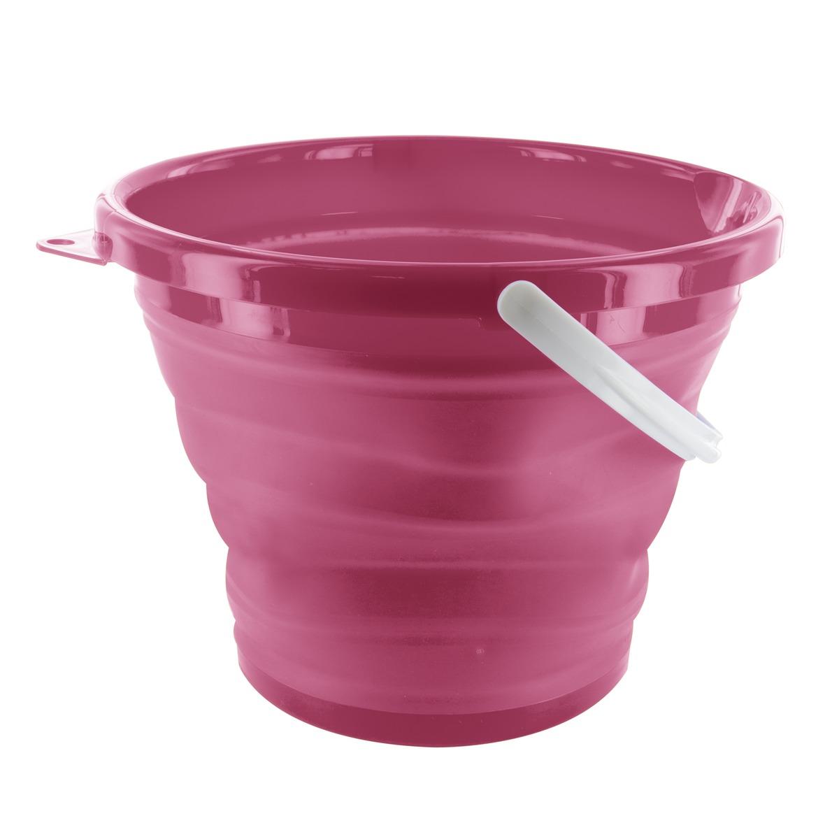 Seau rétractable d'une capacité de 10 litres -Silicone - 34,5 x 25,5 cm - Rose