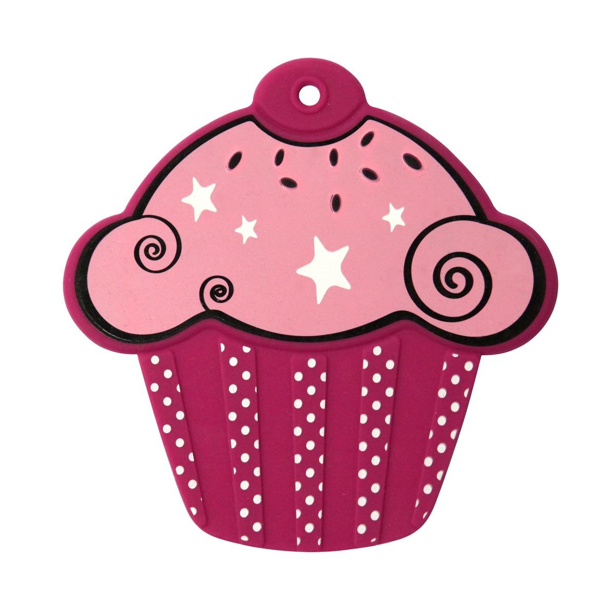 Dessous de plat en silicone en forme de cupcake - 17,5 x 17,5 cm - Rose