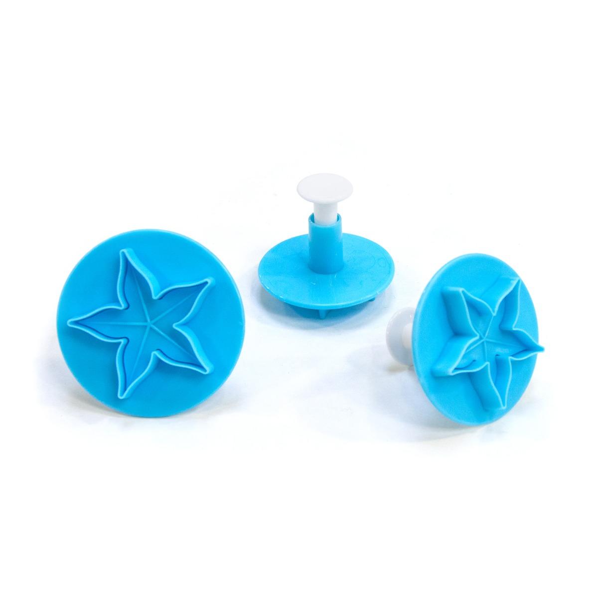 Lot de 3 emporte-pièces avec poussoir modèle feuille - Environ 4 cm – Bleu