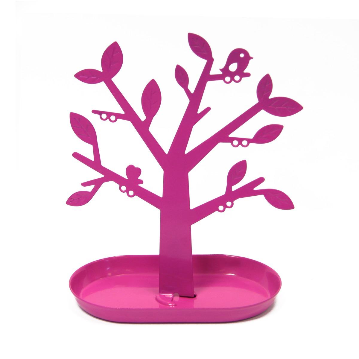 Mini porte-bijoux en métal en forme d'arbre - 25 x 23 cm - Rose