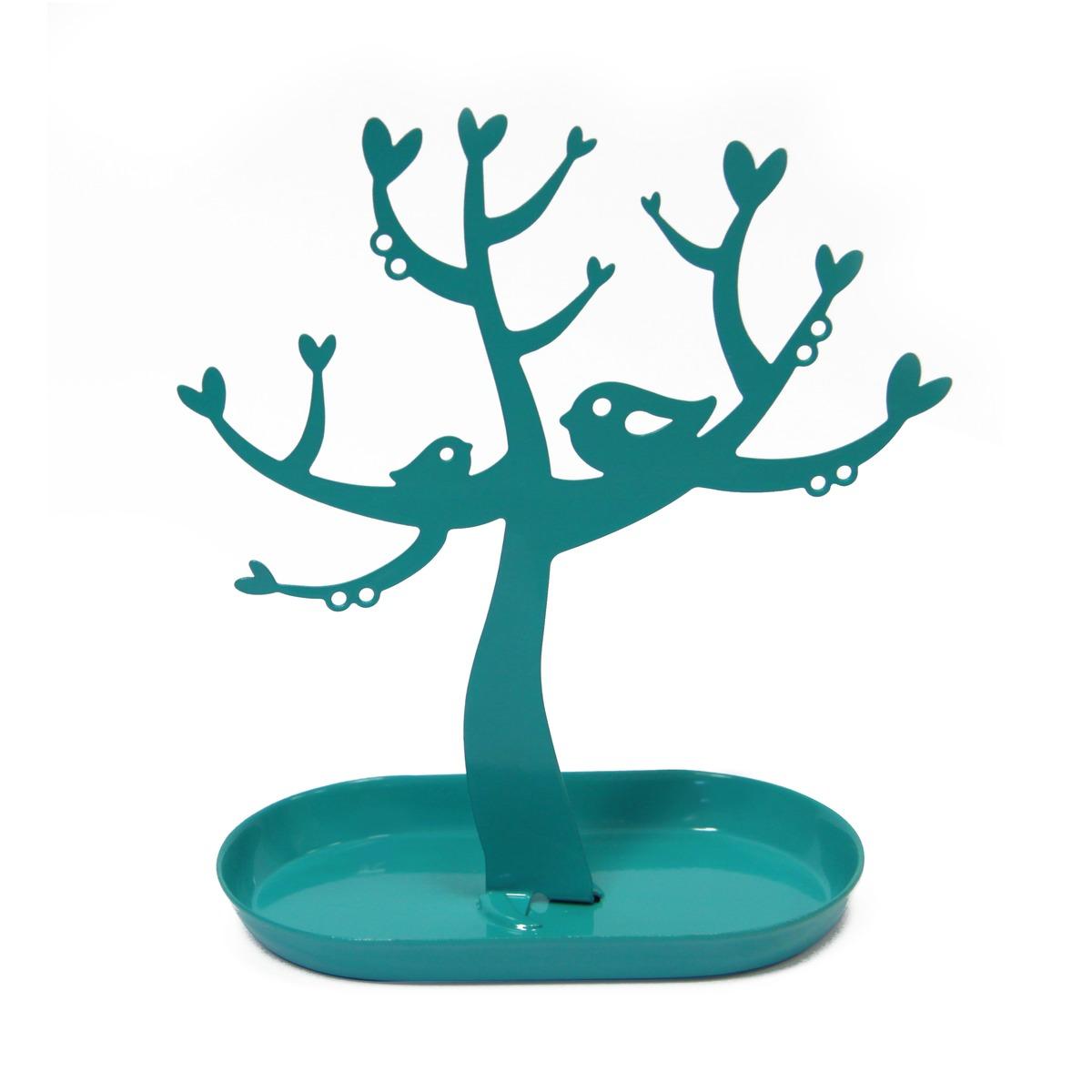 Mini porte-bijoux en métal en forme d'arbre - 25 x 23 cm - Bleu