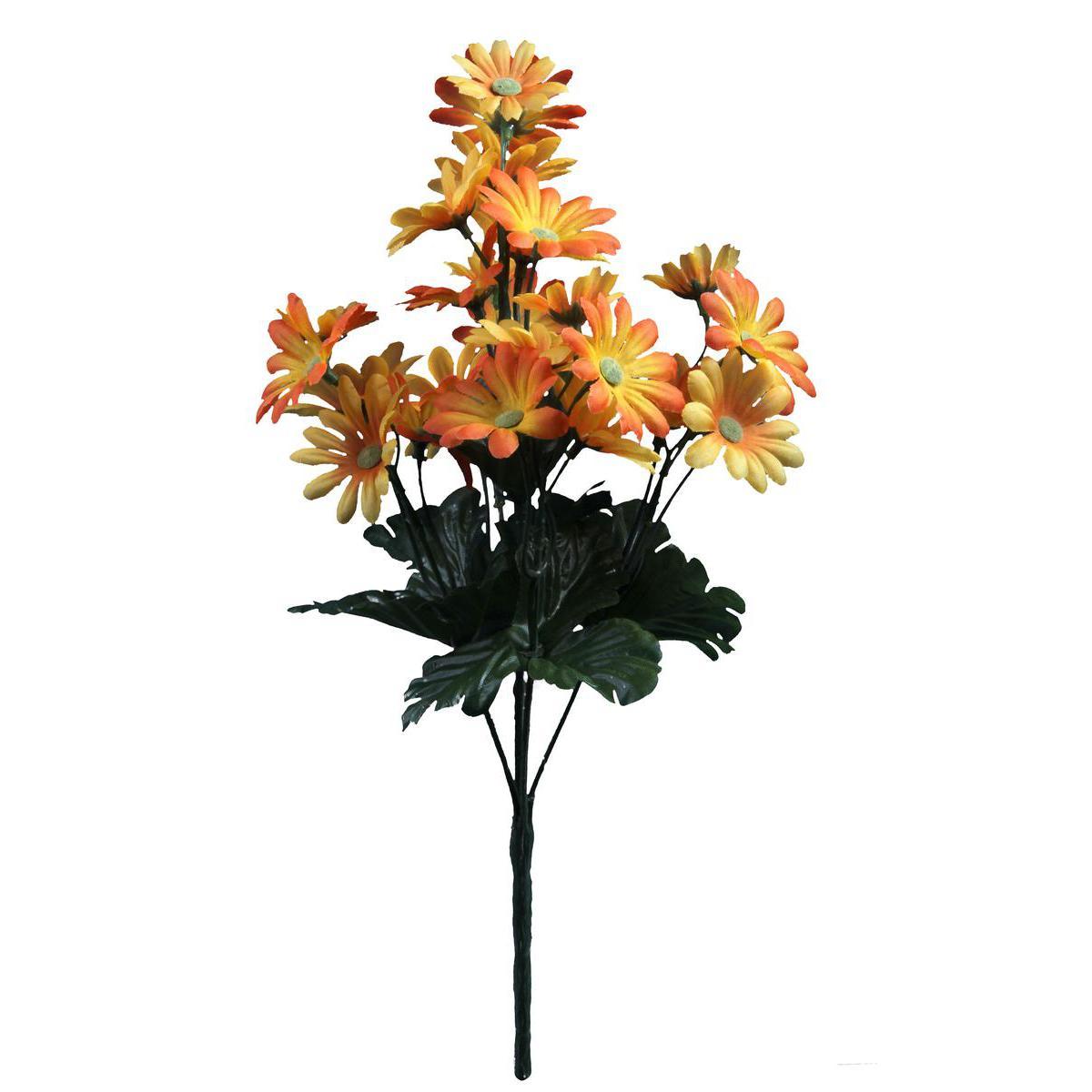 Bouquet de marguerites - Plastique et polyester - H 37 cm - Orange Blanc