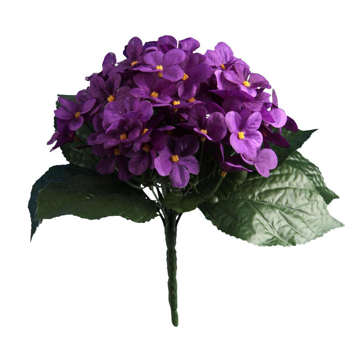 Bouquet de violettes et gypsophile - Plastique et polyester - H 30 cm -Violet