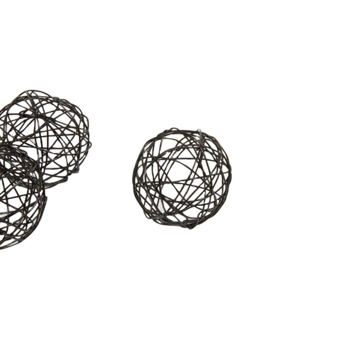 Lot de 6 boules déco - Aluminium - Diamètre 3,5 cm - Noir