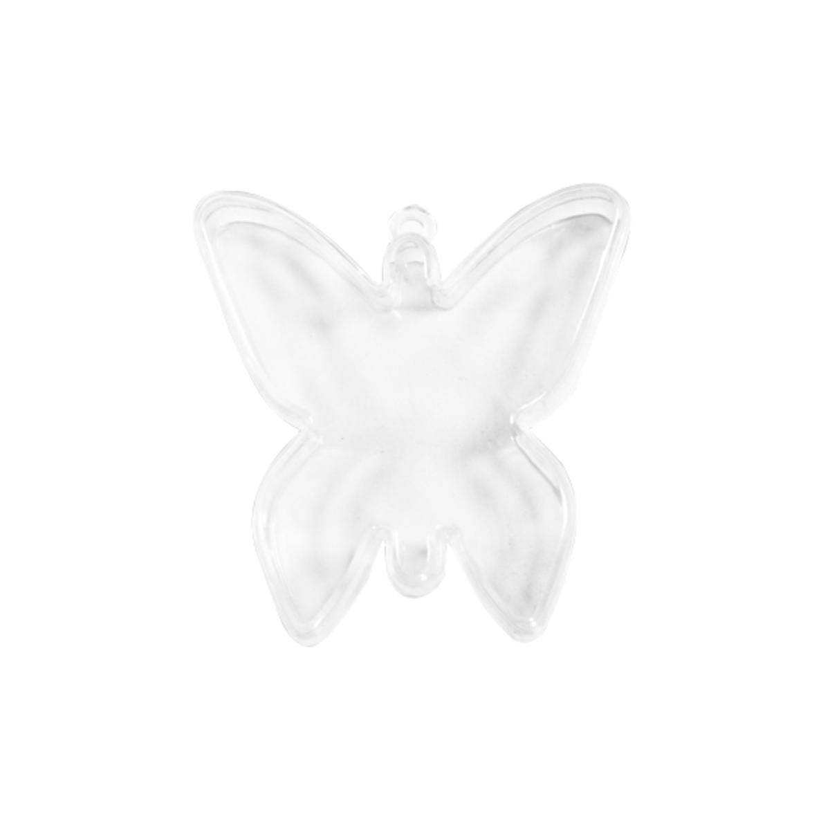 Lot de 4 boites en forme de papillon - Plastique - 7 x 2 cm - Transparent