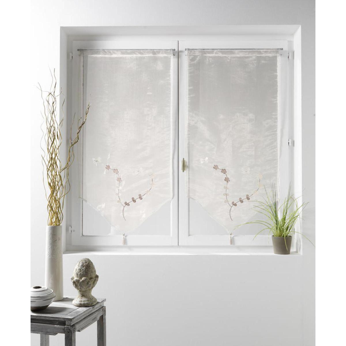 Paire de vitrages Botanic en polyester - 60 x 160 cm - Marron taupe