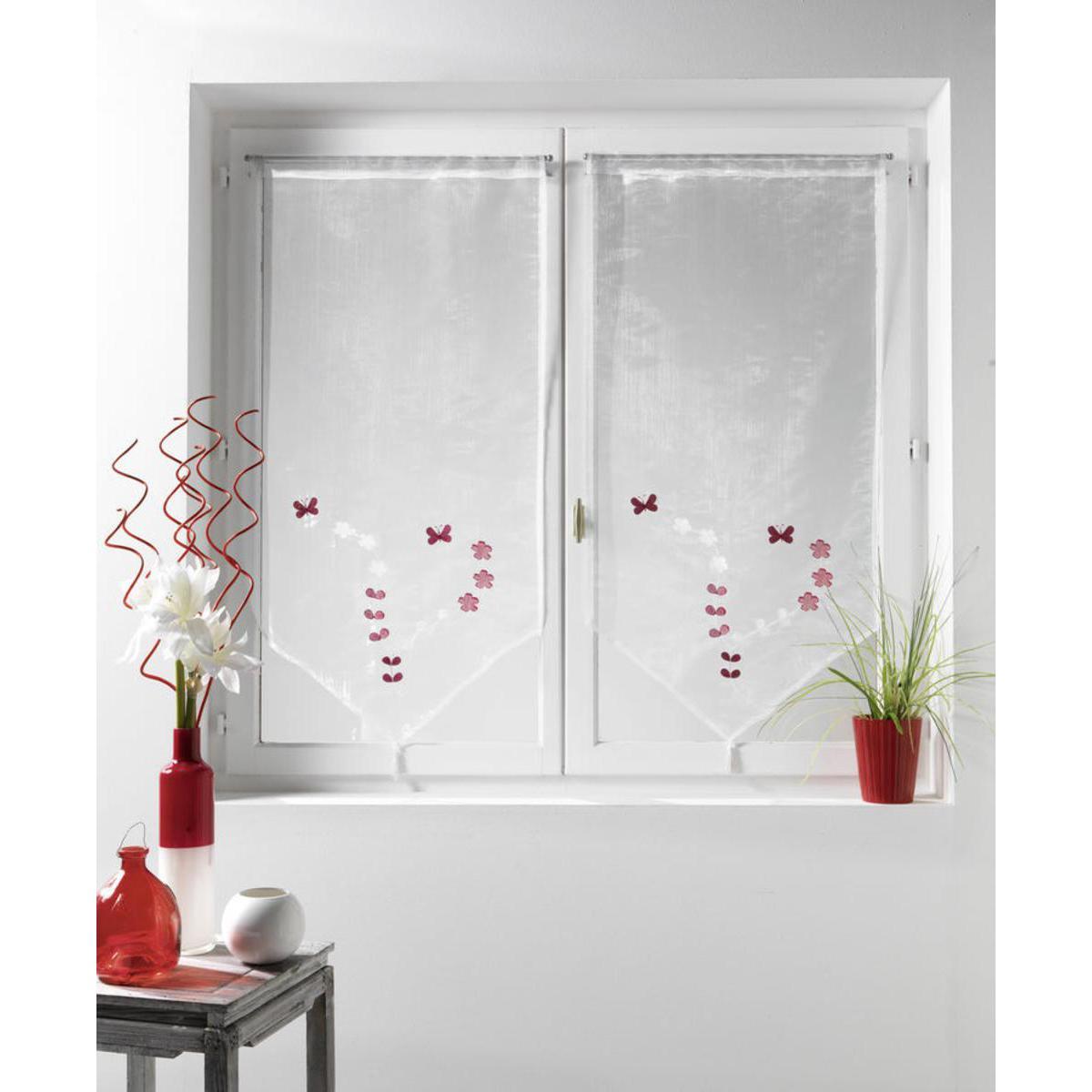 Paire de vitrages Botanic en polyester - 60 x 120 cm - Blanc