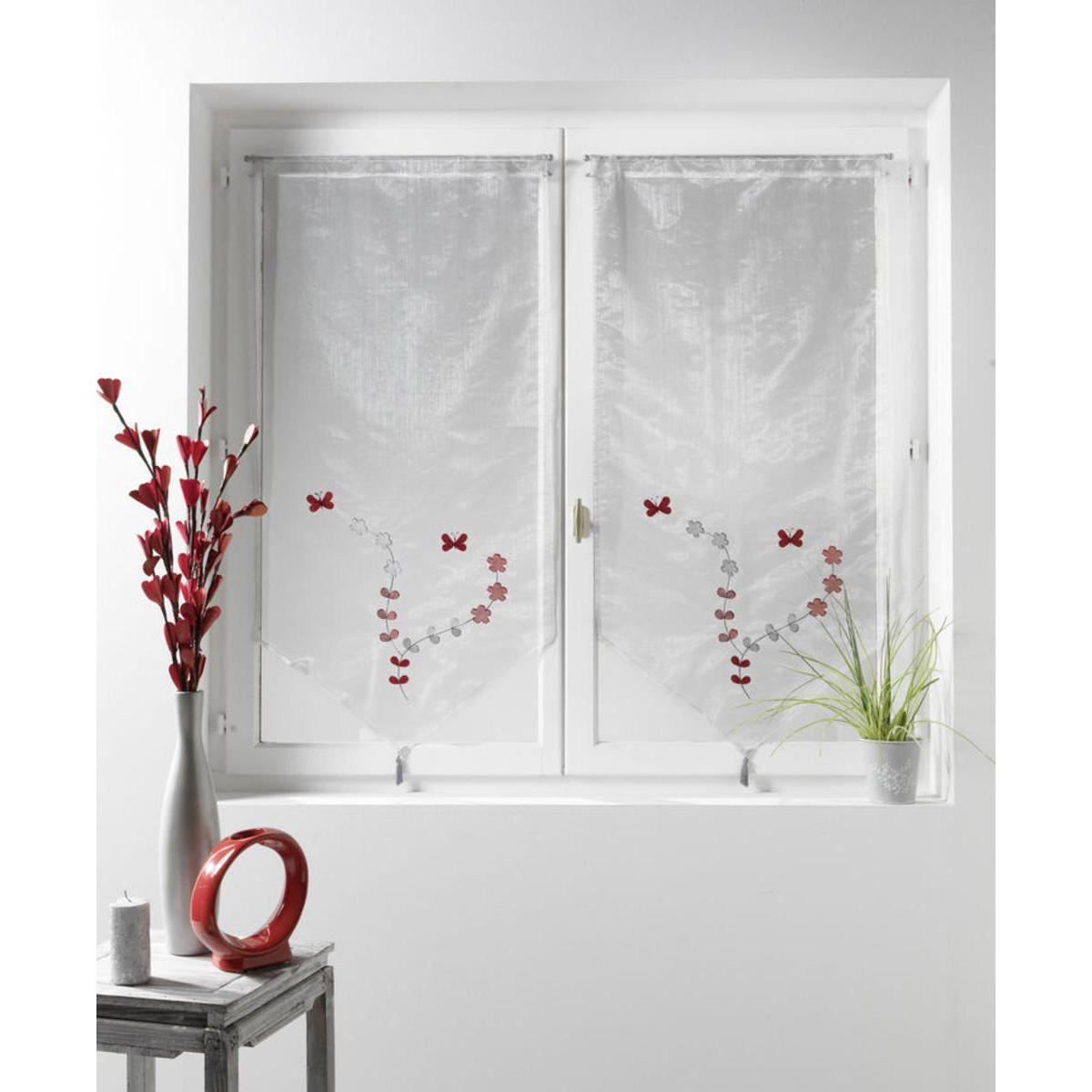Paire de vitrages Botanic en polyester - 60 x 120 cm - Gris perle