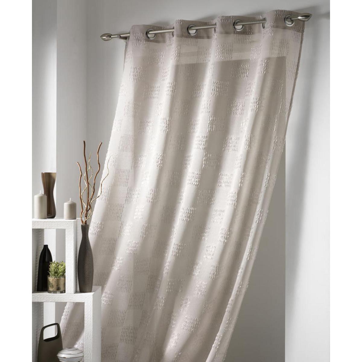 Voilage Caraïbes à œillets en polyester - 140 x 240 cm - Marron taupe