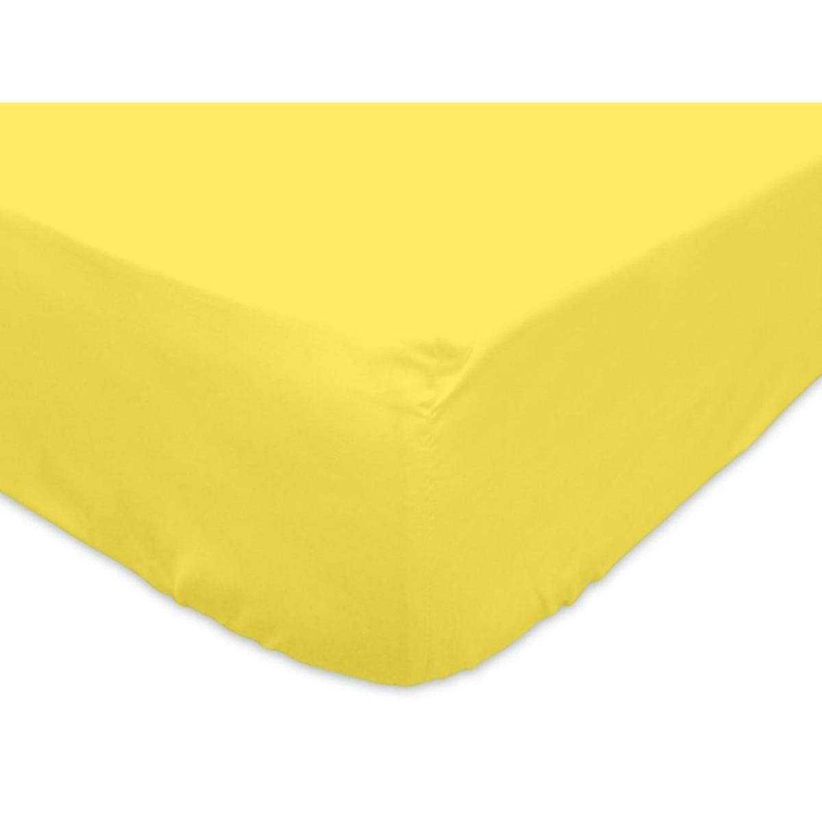 Drap-housse jersey - 90 x 190 cm - en coton uni jaune