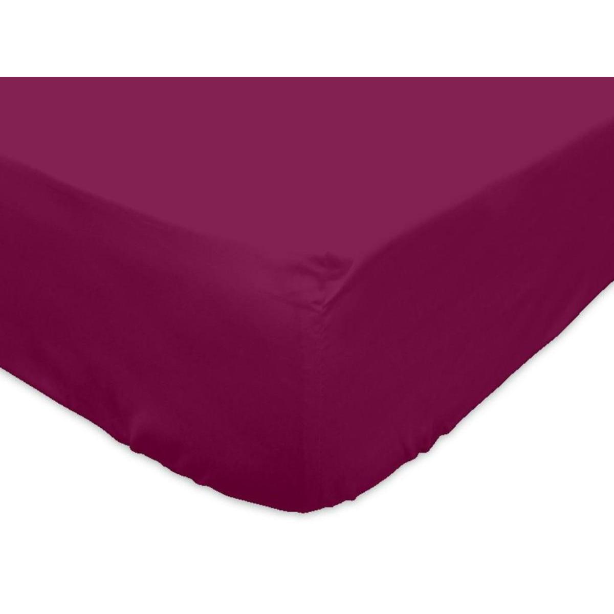 Drap-housse jersey en coton - 90 x 190 cm - Violet cassis