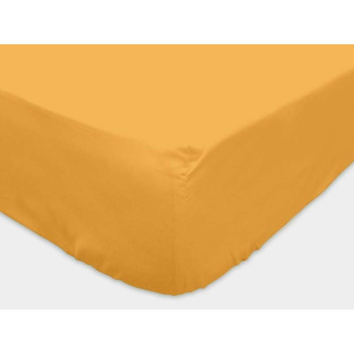 Drap-housse jersey - 160 x 200 cm - en coton uni jaune