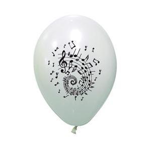 ballons imprimes notes de musique diam 28cm (x 8) blanc