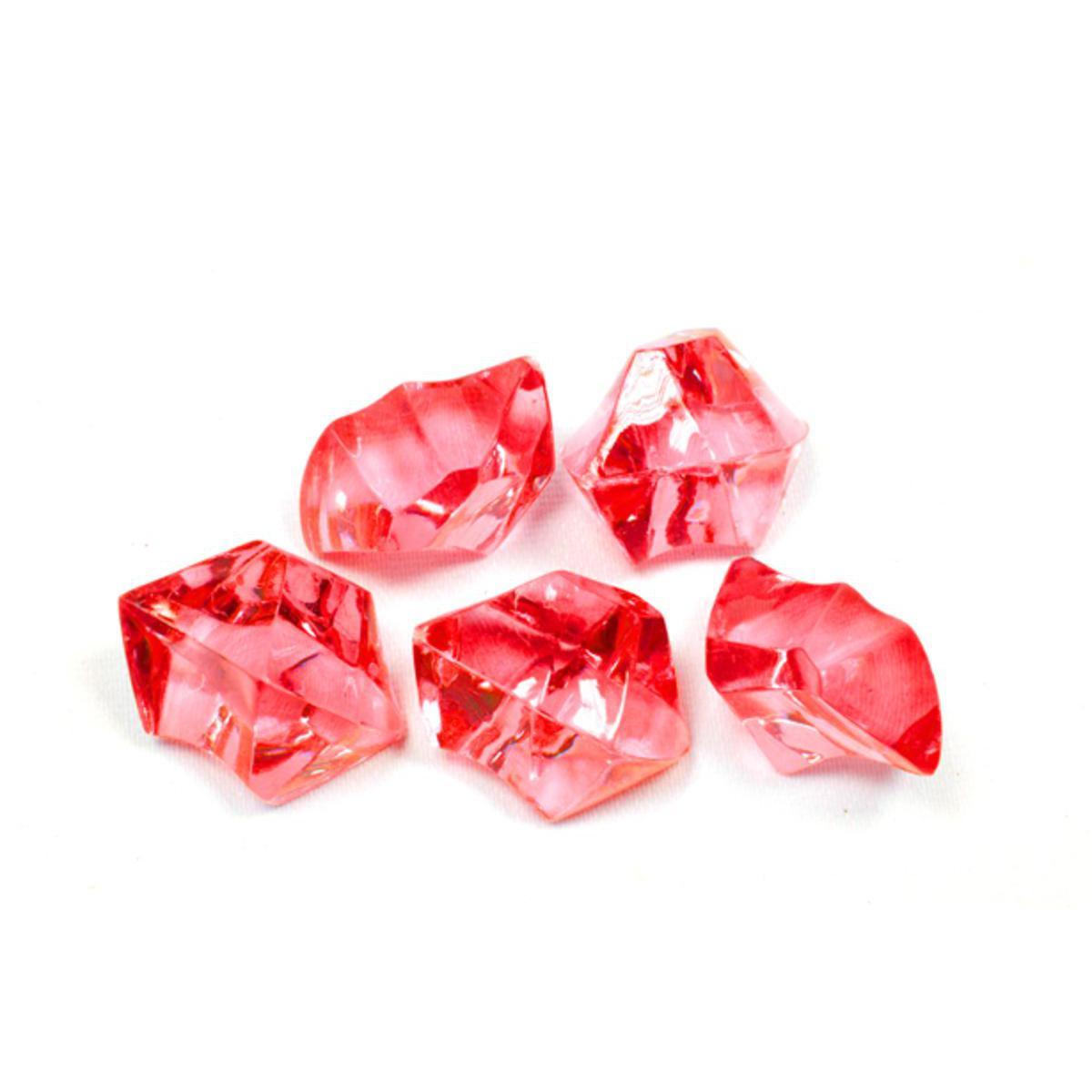 Pierres décoratives effet cristal- Plastique -100 g - Rouge