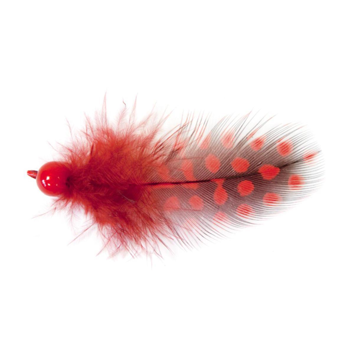 plumes fantaisie + perle (x 6) rouge