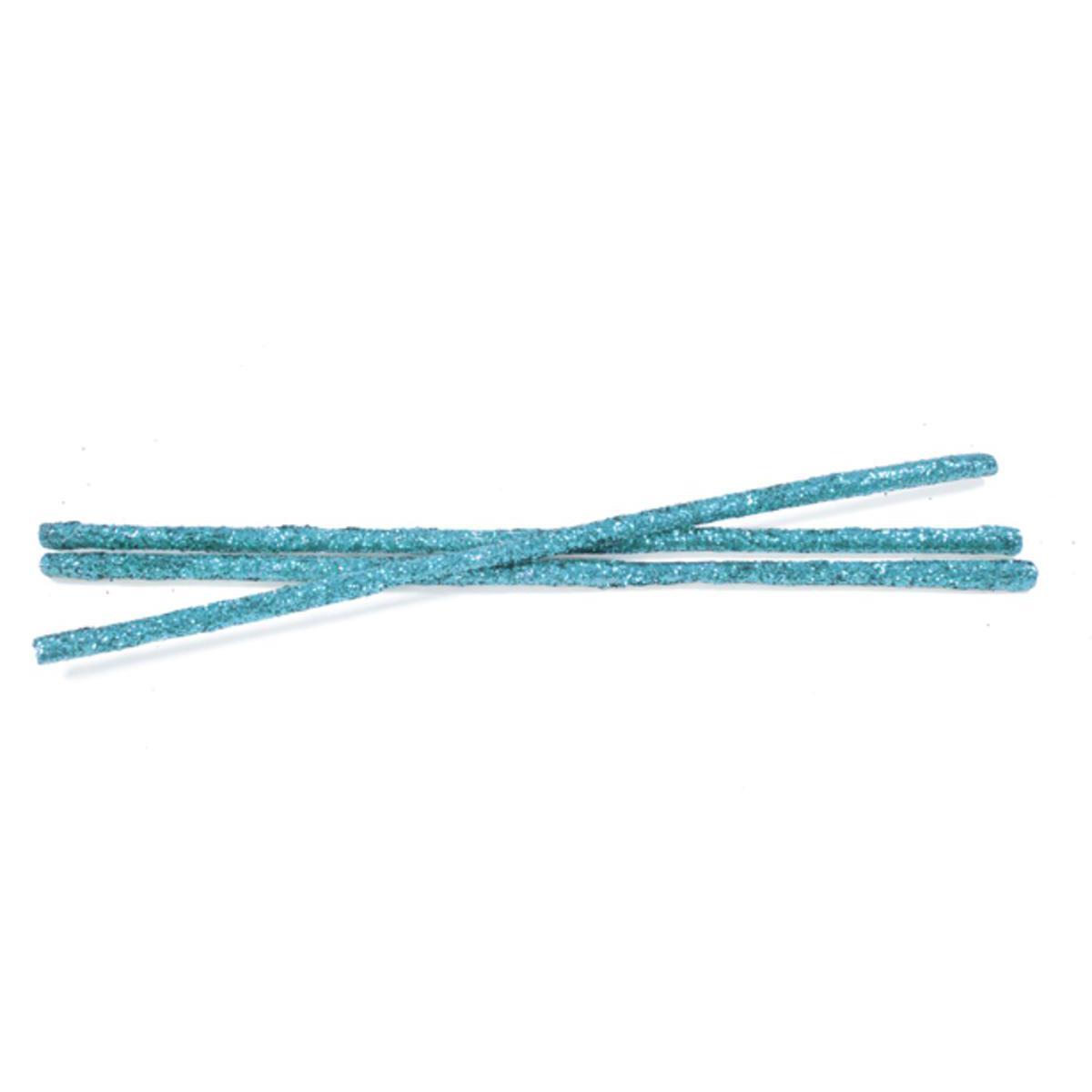 Lot de 10 bâtonnets pailletés - Bois - 20 cm - Turquoise