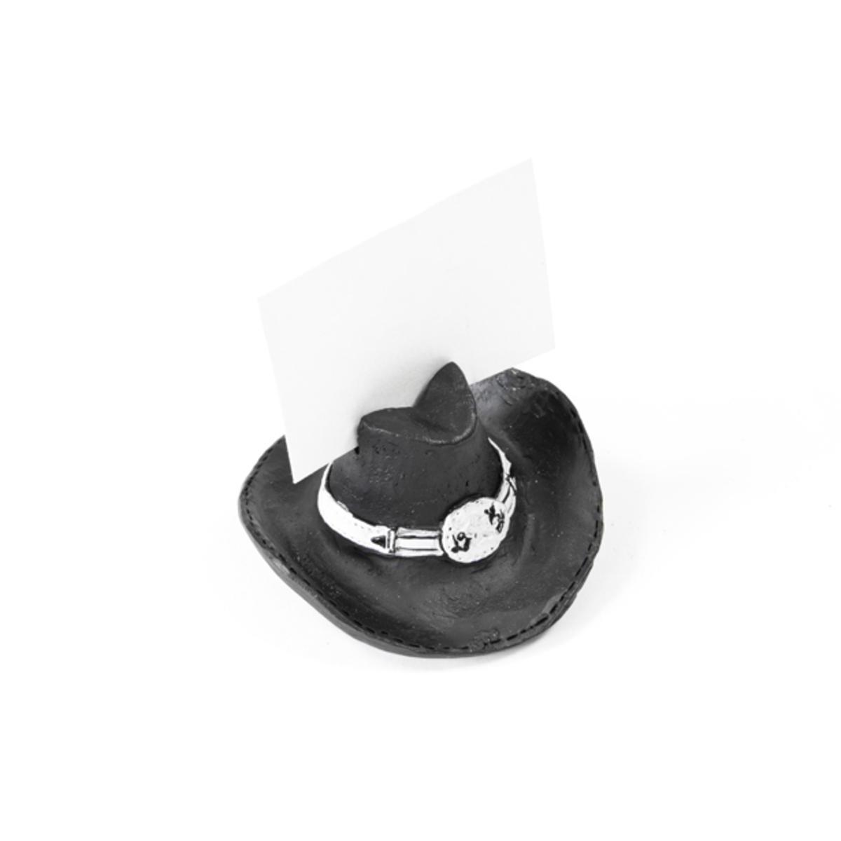 Marque place en forme de chapeau de cowboy - Résine - 6,5 x 6,5 x 3,5 cm -  Noir