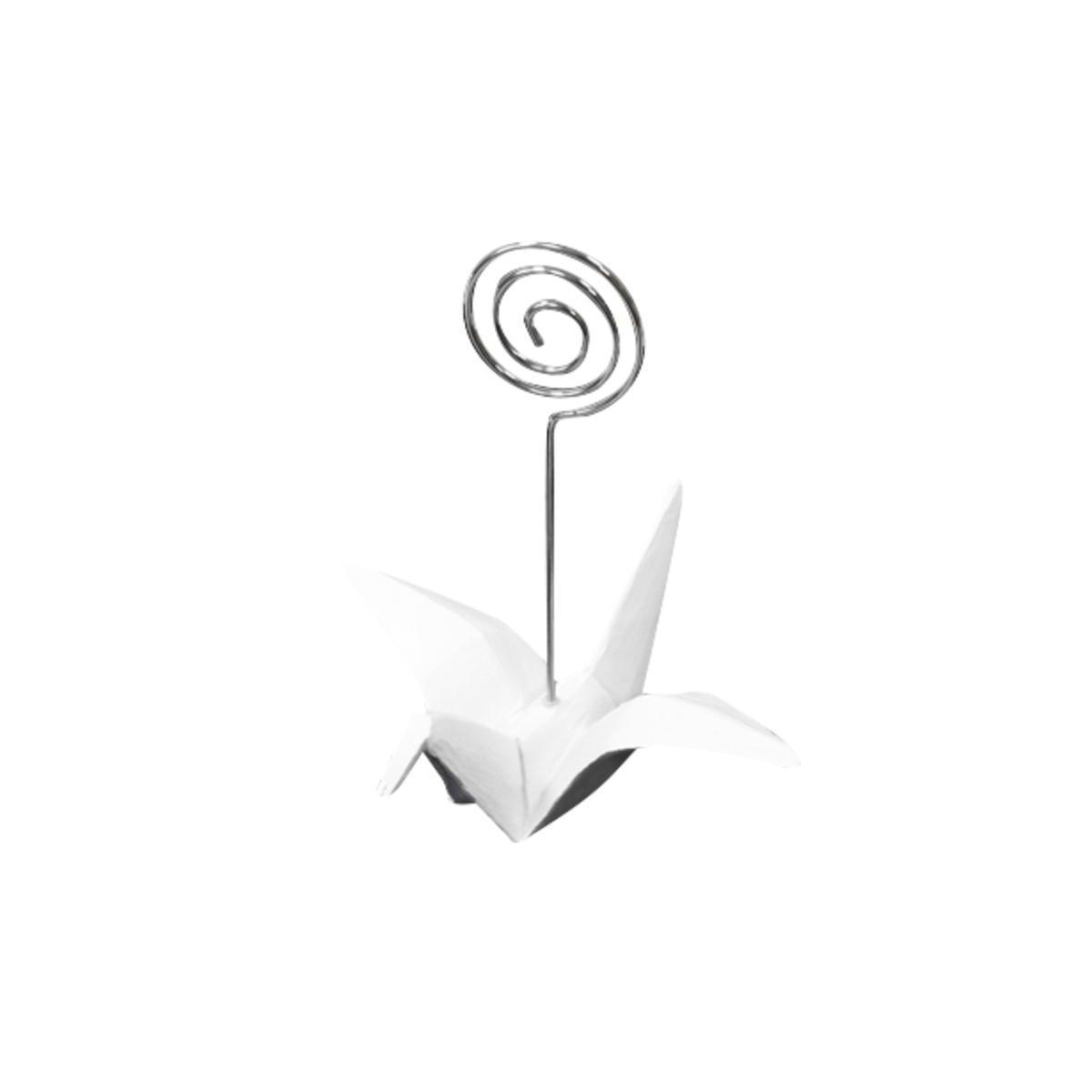 Marque place en forme d'origami - Résine - Diamètre 10 x 11,5 cm - Blanc