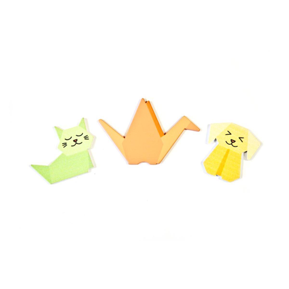 Lot de 9 confettis de table en forme d'origami - Bois - 3 cm - Multicolor