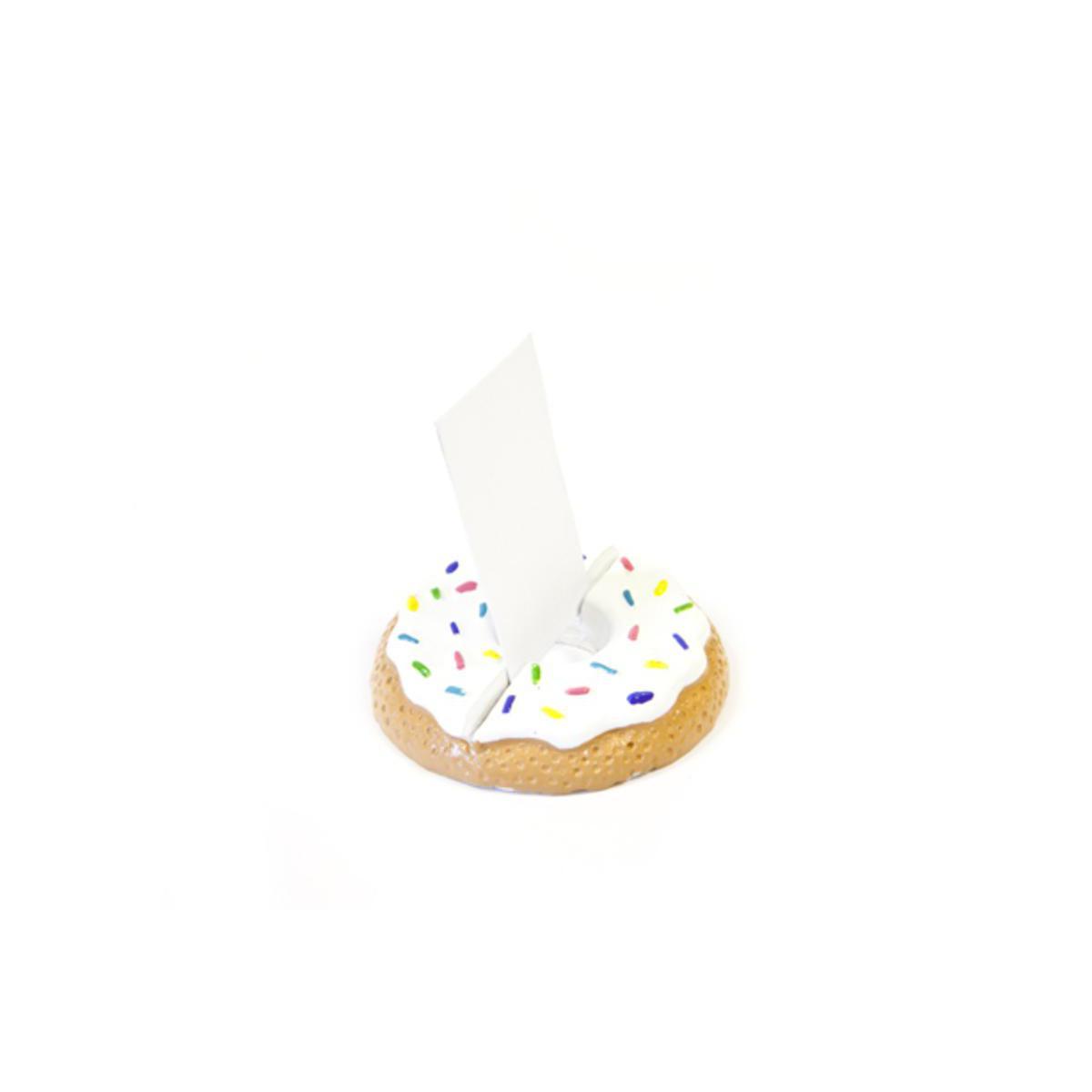 Marque place en forme de donut - Résine - 6,5 x 2,5 cm - Blanc