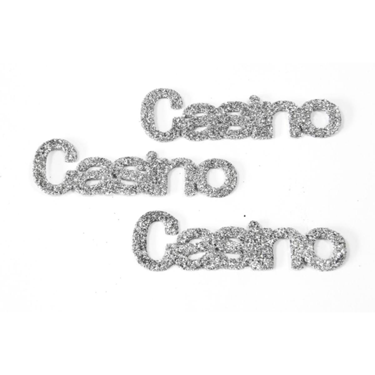 Lot de 6 confettis de table casino - Plastique - 5 x 1,5 cm - Argent