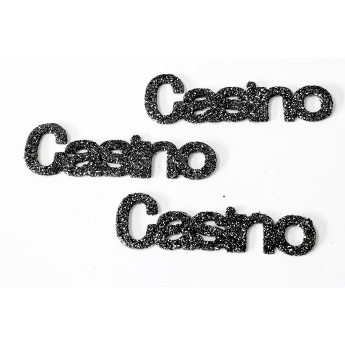 Lot de 6 confettis de table casino - Plastique - 5 x 1,5 cm - Noir