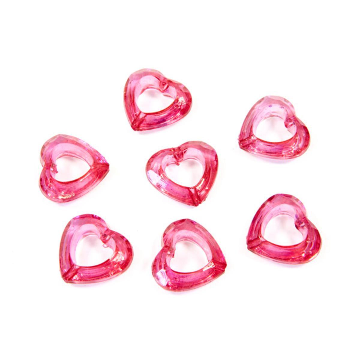 Lot de 20 confettis de table cœurs - Plastique - 1,9 x 1,7 cm - Fuchsia