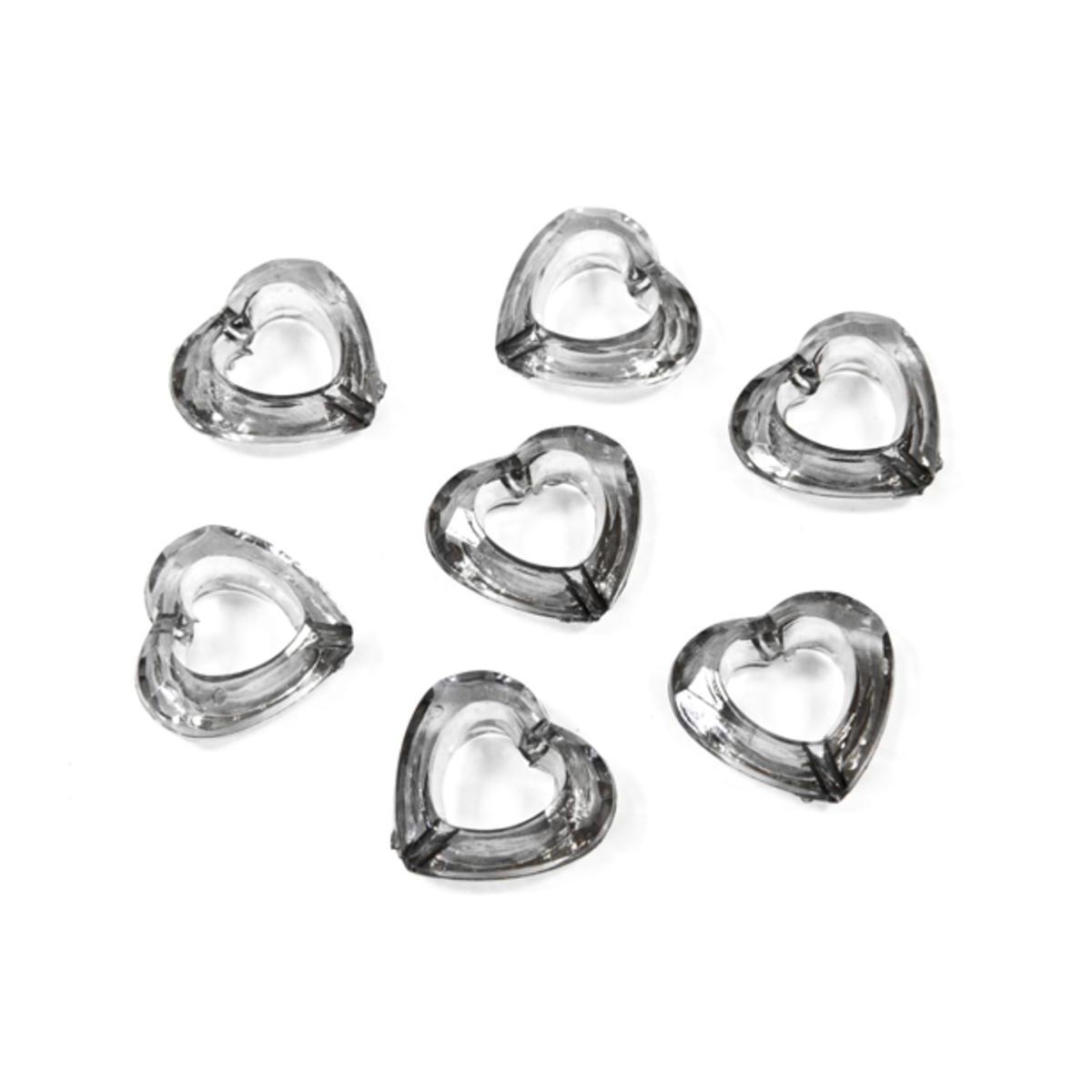 Lot de 20 confettis de table cœurs - Plastique - 1,9 x 1,7 cm - Noir