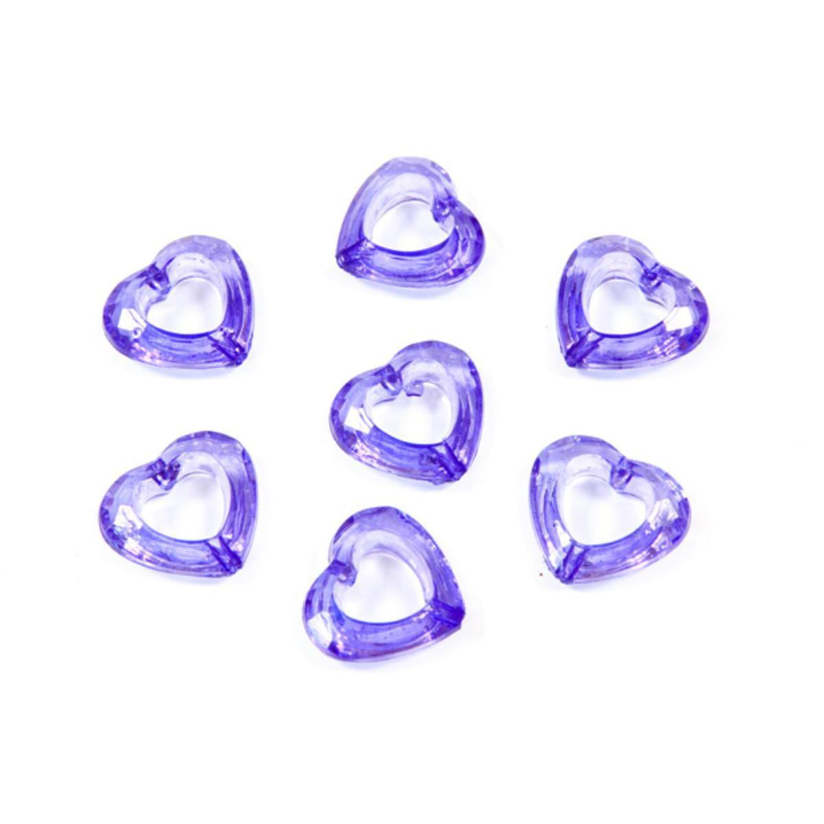 Lot de 20 confettis de table cœurs - Plastique - 1,9 x 1,7 cm - Prune