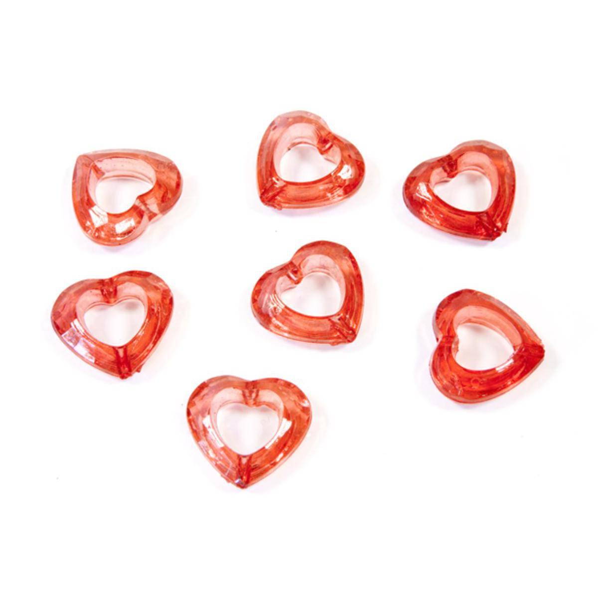 Lot de 20 confettis de table cœurs - Plastique - 1,9 x 1,7 cm - Rouge