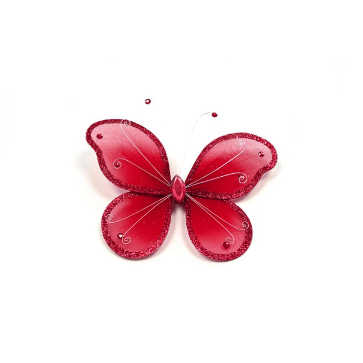 Grand papillon - Polyester - Diamètre 25 cm - Rouge