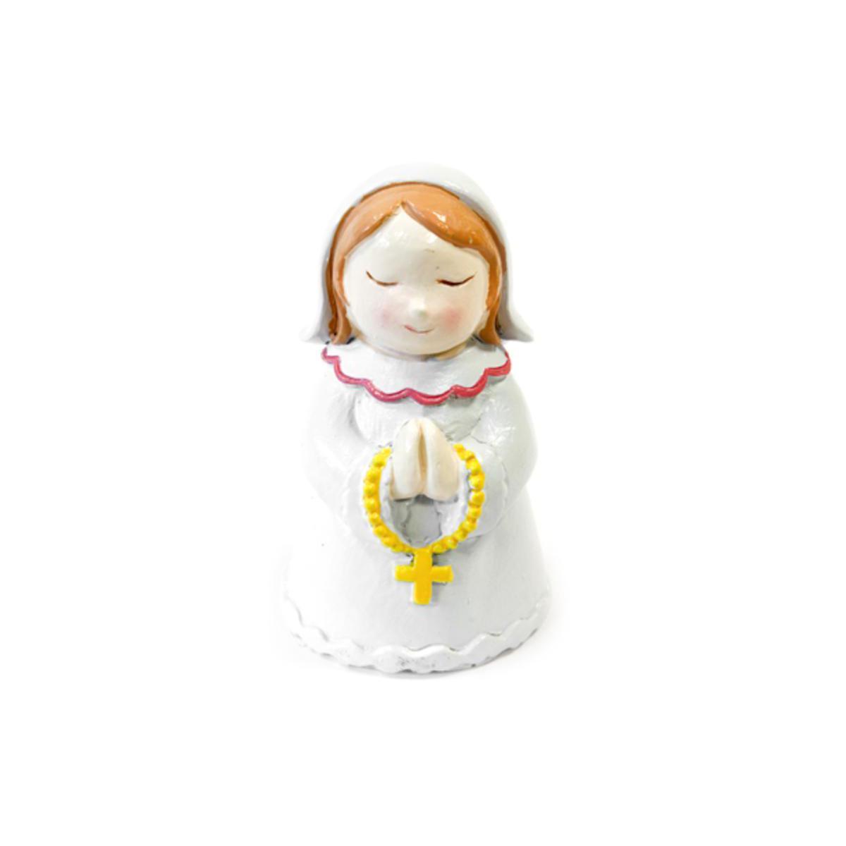 Figurine communiante - Résine - 4 x 3,8 x 6,5 cm - Blanc