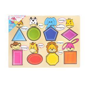 Puzzle formes géométriques en bois - 29,5 x 21,5 x 0,8 cm - Multicolore