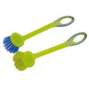 Brosse vaisselle ronde - Polypropylène et PVC - 5 x 5 x 23 cm - Vert