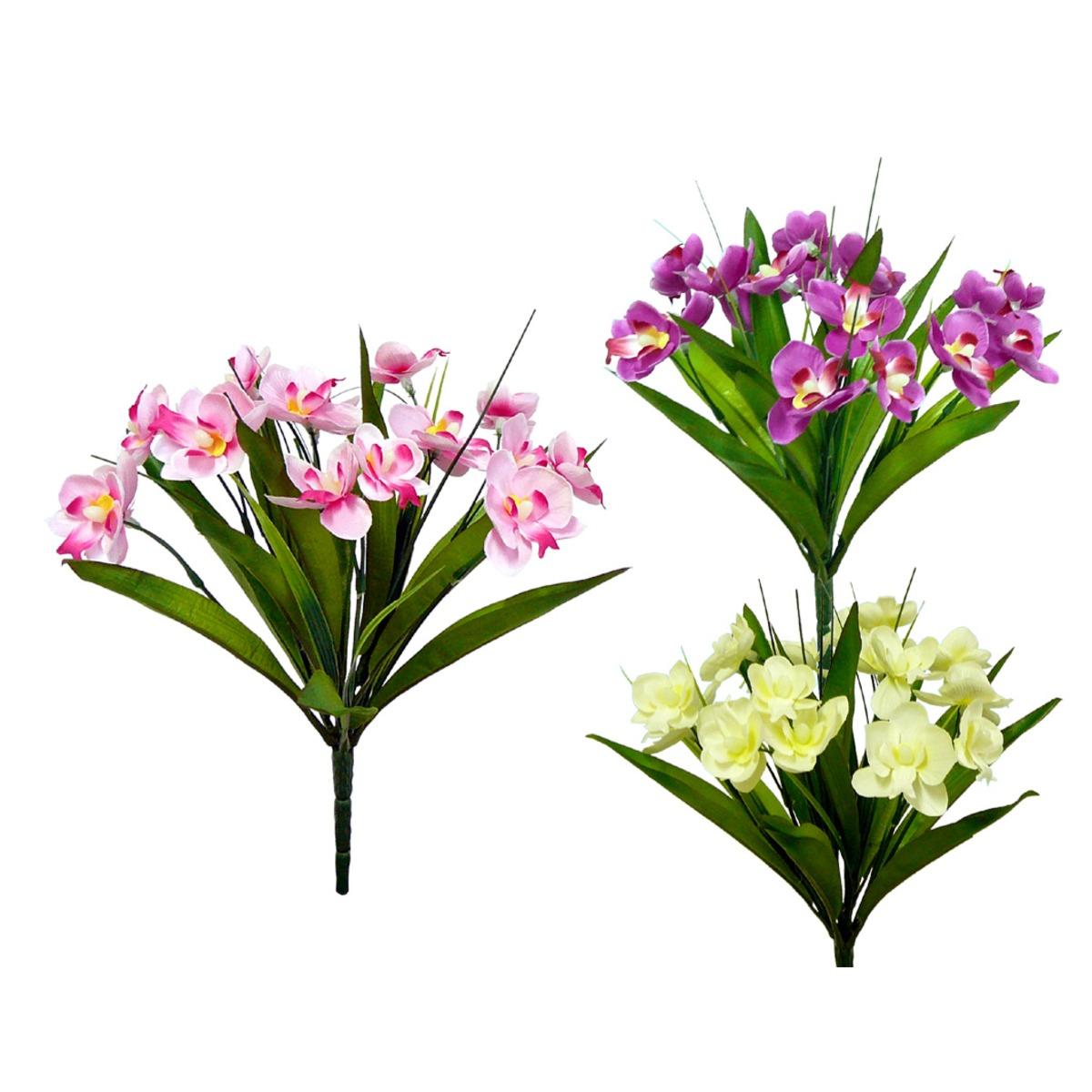 Piquet 9 orchidées - Hauteur 28 cm - Différents coloris