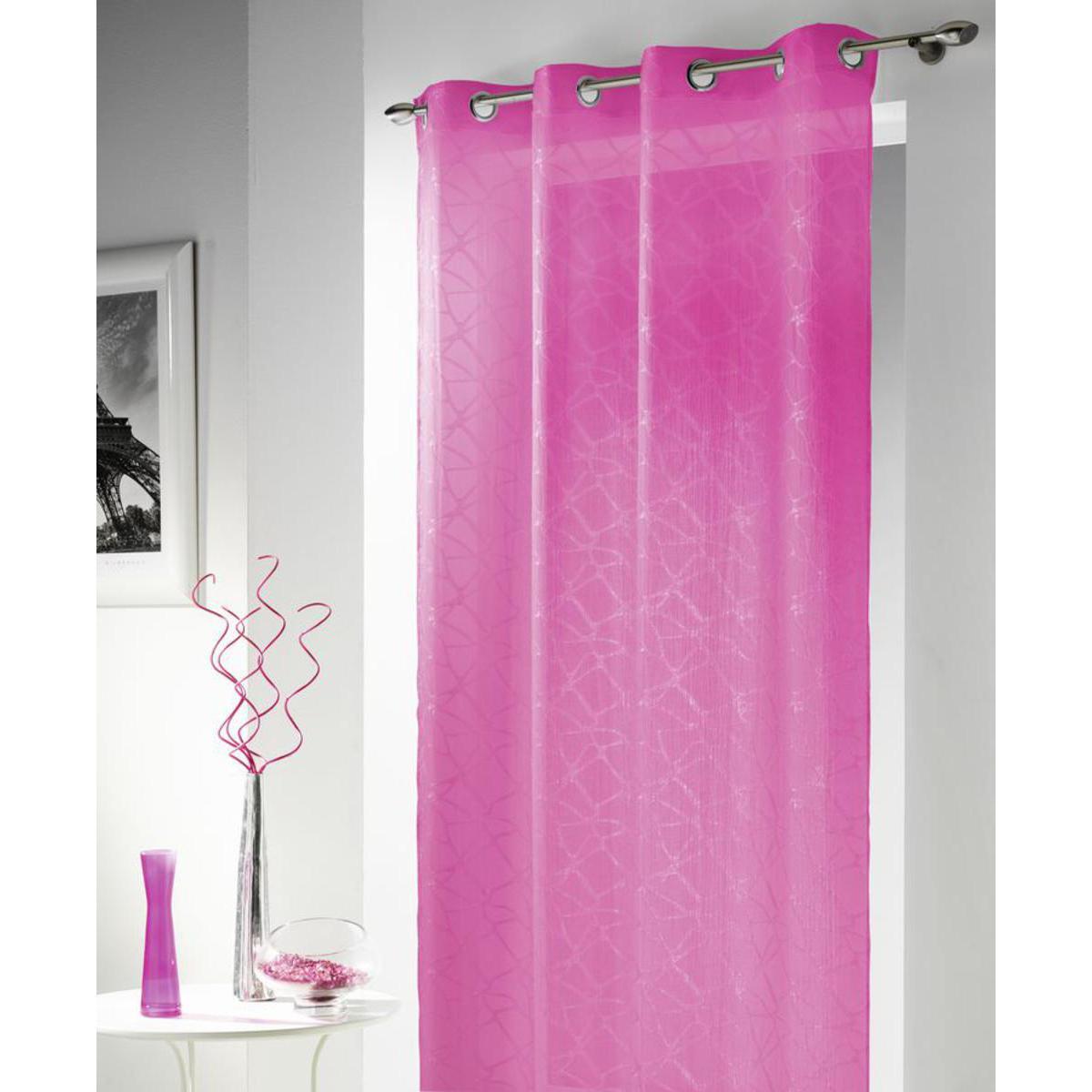 Voilage fils coupés Hella en polyester - 135 x 240 cm - Rose fushia