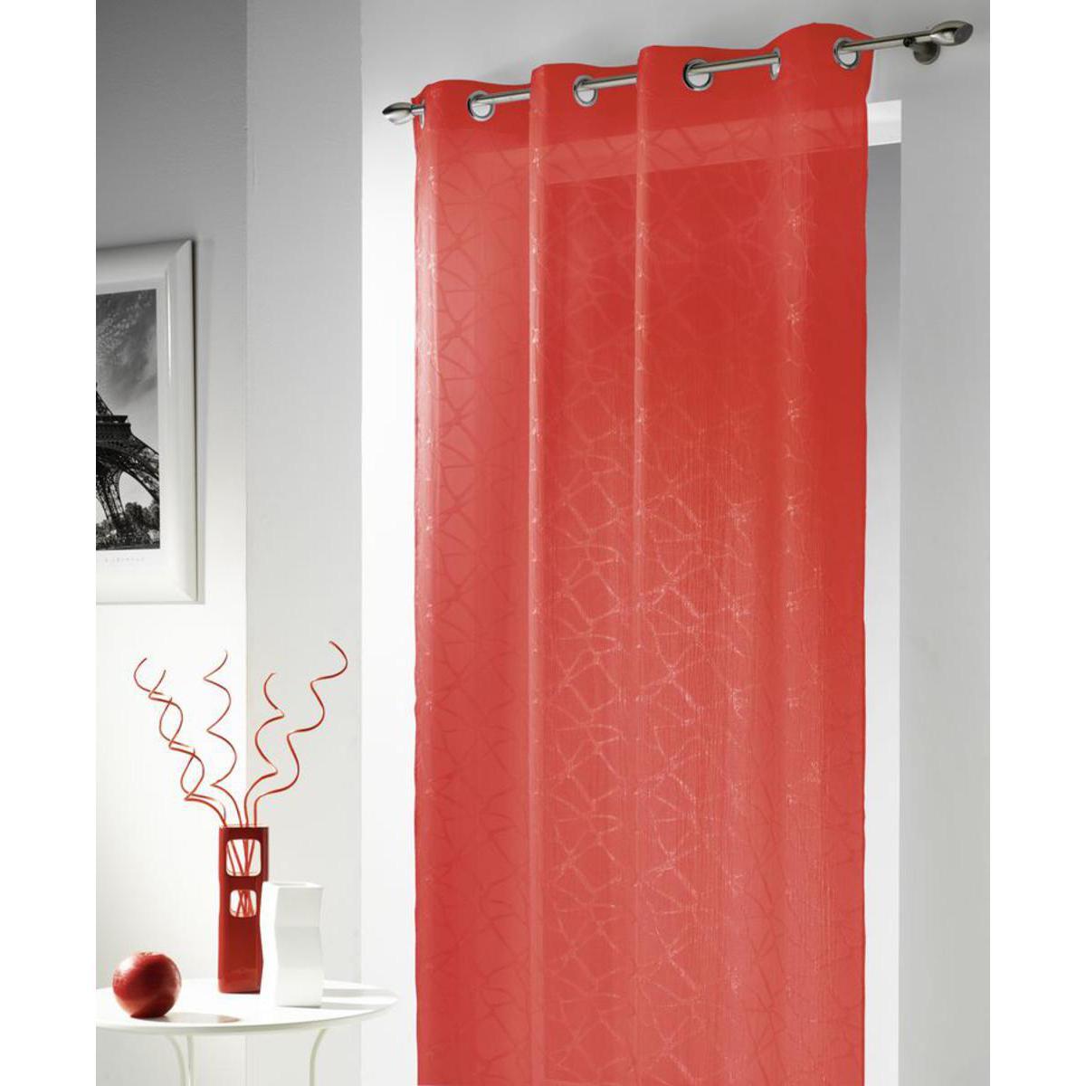 Voilage fils coupés Hella en polyester - 135 x 240 cm -  Rouge