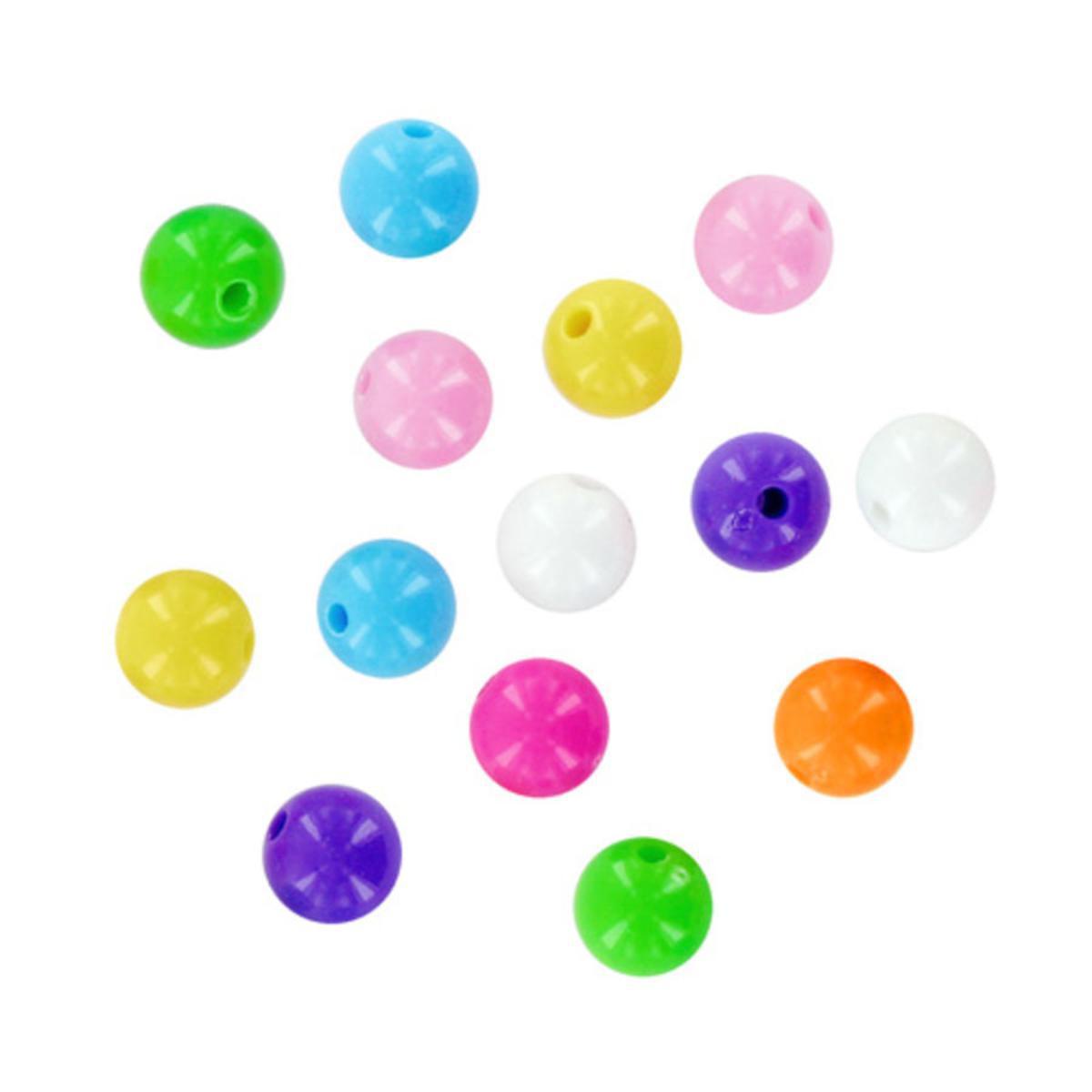 Perles acryliques 8 couleurs 60 grs - 8 mm - Multicolore