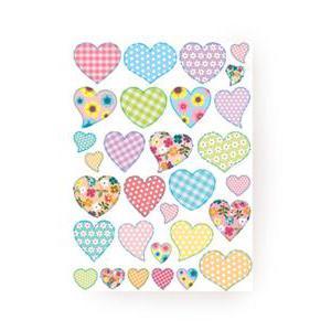 Lot de 60 gommettes autocollantes Cœurs tendance - 18,5 x 0,1 x 30 cm - Multicolore