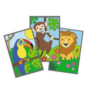 Lot de 3 cartes à gratter + grattoir Jungle - 19 x 0.2 x 11 cm - Noir